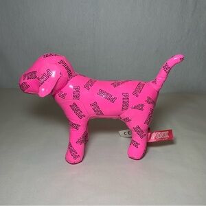 Victoria's Secret PINK Dog Plush Neon Black Vinyl Signature Logo Toy Collectible
